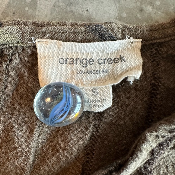 SOLD- Orange Creek Cotton/Linen Blend Textured Striped Dress Size S - Picture 4 of 12